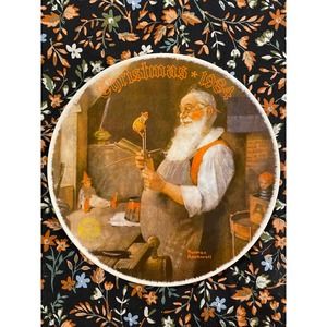 Christmas 1984 Norman Rockwell Vintage Plate Edwin Knowles Santa In His Workshop